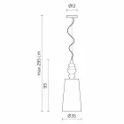 Lampa wisząca w białym ceramicznym kloszu z lnianym długim wzorem - Cadabra Viadurini