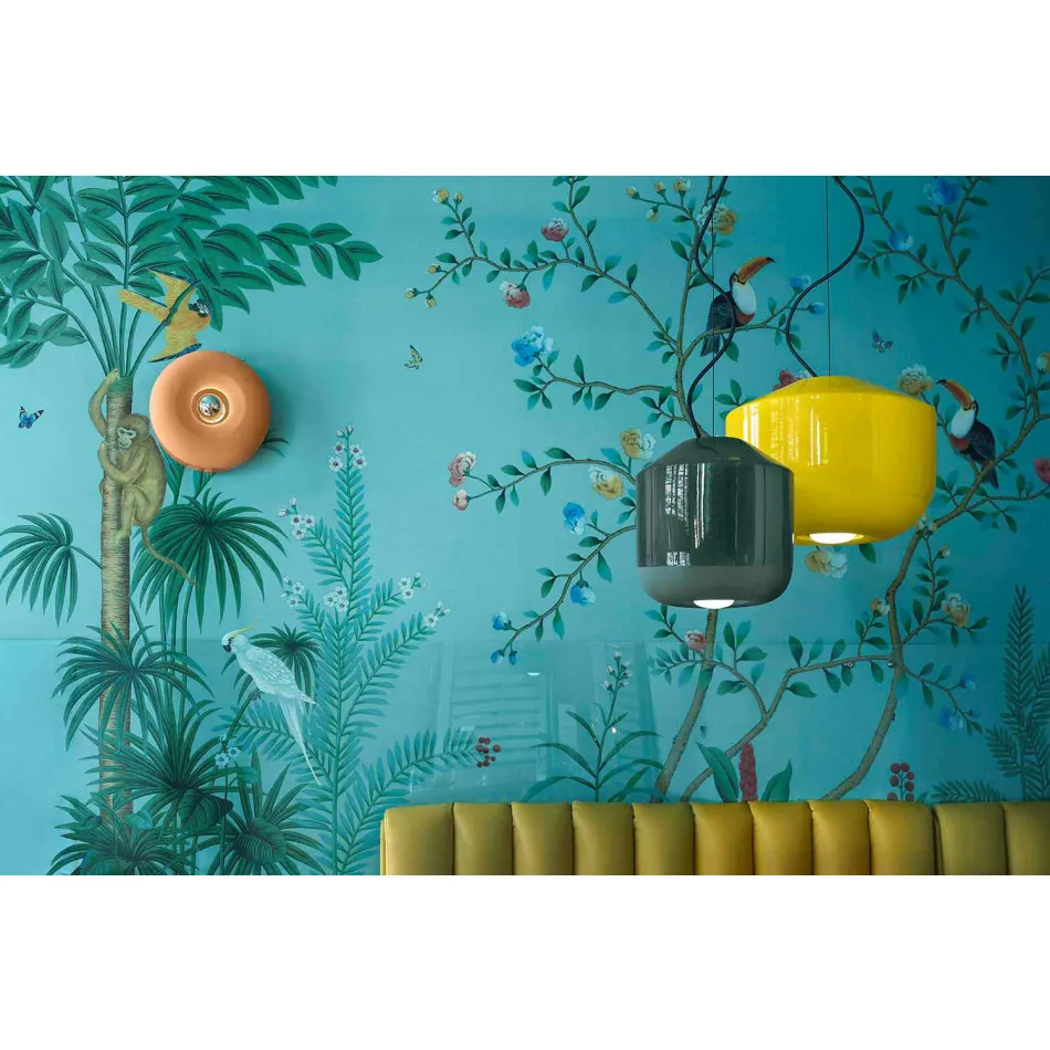 Lampa wisząca z kolorowej ceramiki Made in Italy - Ferroluce Bellota Viadurini