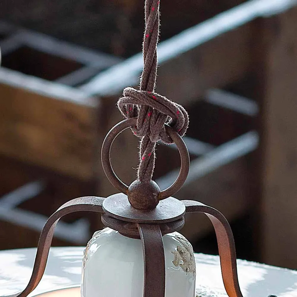 Lampa ceramiczna zawieszenie i metalu Emily kraju Ferroluce Viadurini