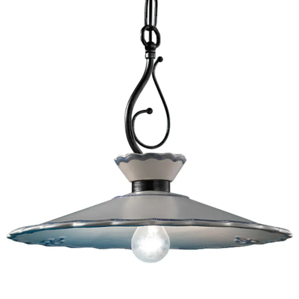 Ręcznie malowana ceramiczna lampa wisząca z efektem haftu - Ravenna Viadurini