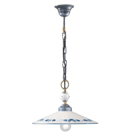 Ręcznie robiona ceramiczna i żelazna lampa wisząca w stylu vintage - Asti Viadurini