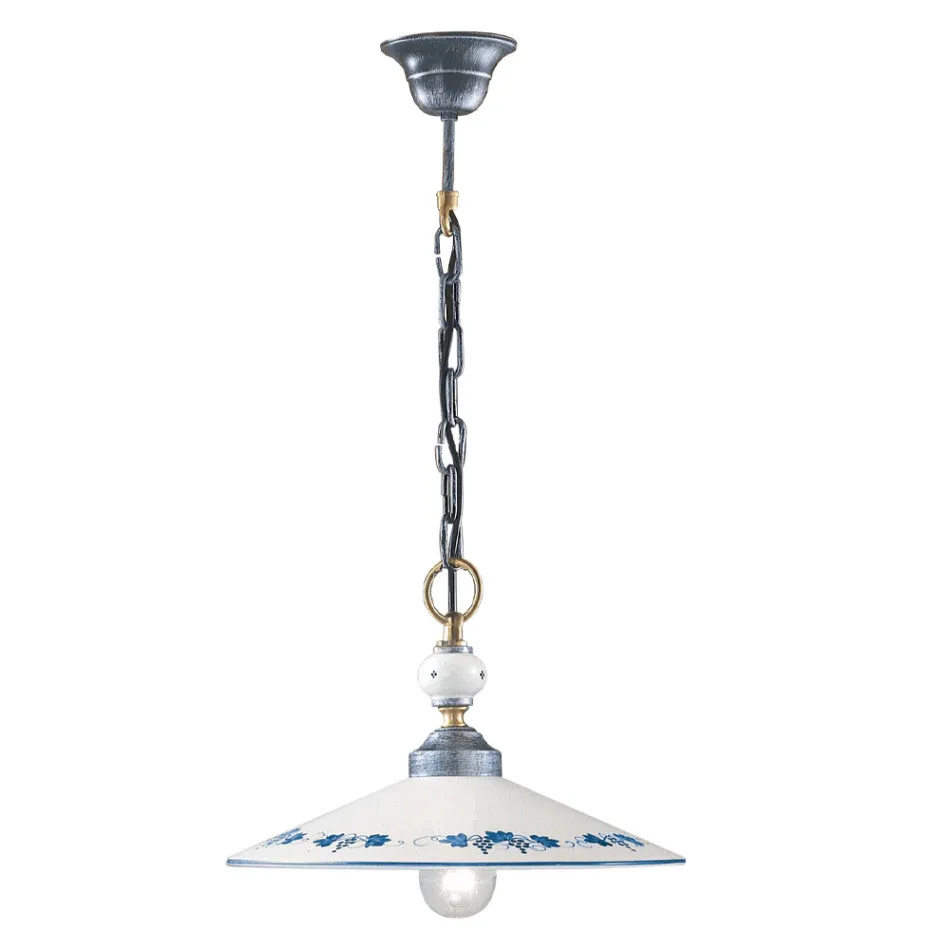 Ręcznie robiona ceramiczna i żelazna lampa wisząca w stylu vintage - Asti Viadurini