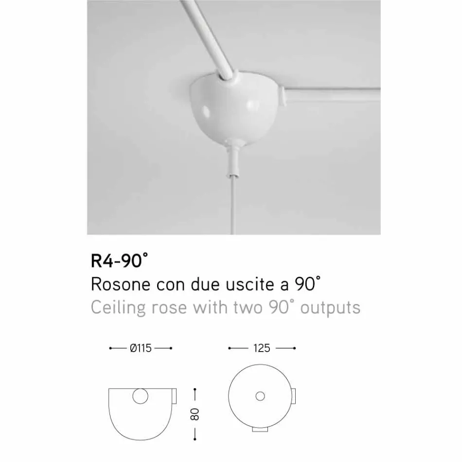 Lampa wisiorek szkliwa ceramicznego, wzrosła do dwóch wyjść pod kątem 90 ° Viadurini