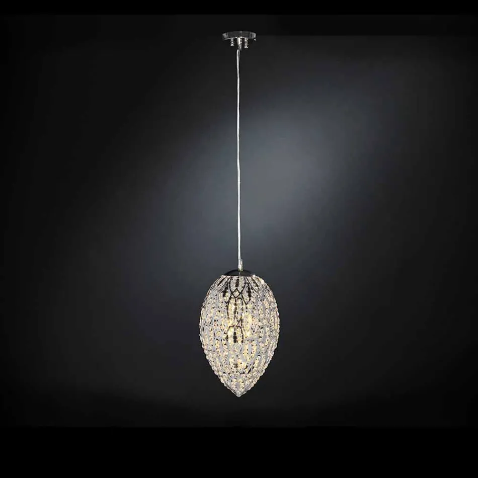 Wisząca lampa ze szkła i stali w kształcie jajko Viadurini