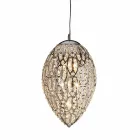 Wisząca lampa ze szkła i stali w kształcie jajko Viadurini