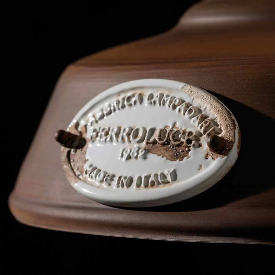 Lampa zabytkowe zawieszenia żelaza i ceramiczne Teresa Ferroluce Viadurini