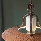 Lampa wisząca z żelaza i ręcznie robionej surowej ceramiki - Bolonia Viadurini