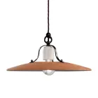 Lampa wisząca z żelaza i ręcznie robionej surowej ceramiki - Bolonia Viadurini