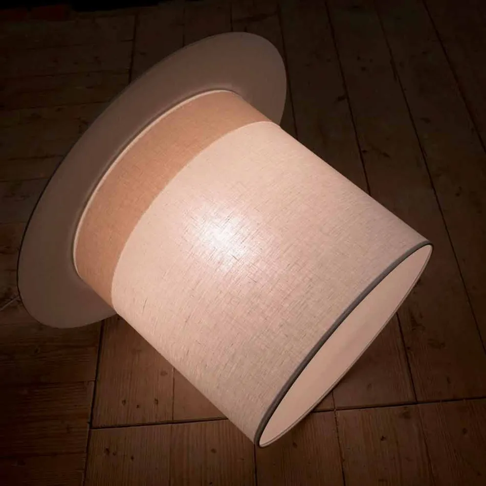 Lampa wisząca z białego płótna w kształcie cylindra, wyprodukowana we Włoszech - Magic Viadurini