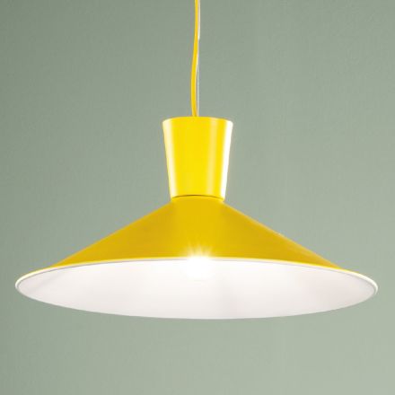 Lampa wisząca z kolorowego metalu w stylu industrialnym - Lunapop Viadurini