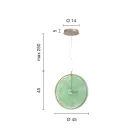 Lampa wisząca z metalu i szkła ozdobiona koncentrycznymi liniami - Hackberry Viadurini