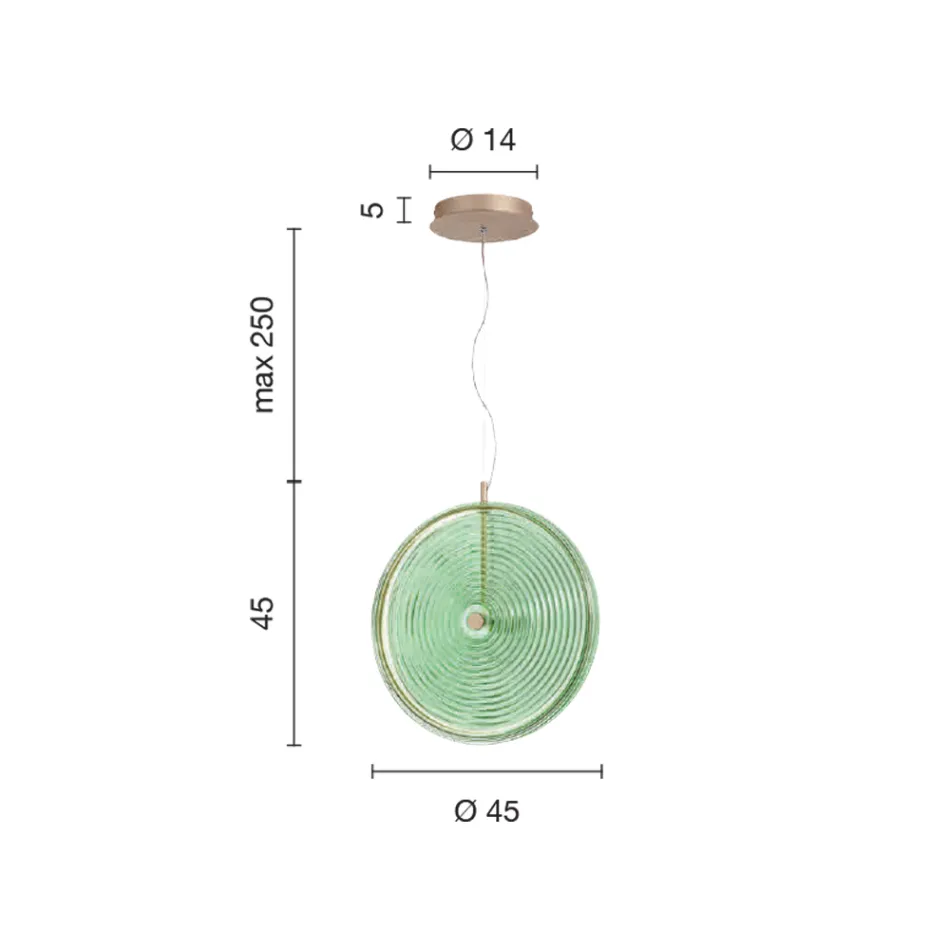 Lampa wisząca z metalu i szkła ozdobiona koncentrycznymi liniami - Hackberry Viadurini