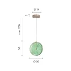 Lampa wisząca z metalu i szkła ozdobiona koncentrycznymi liniami - Hackberry Viadurini