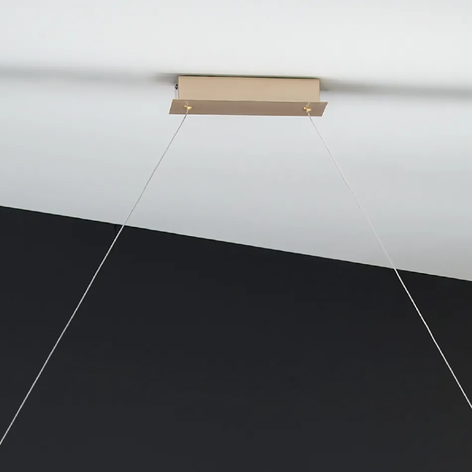 Lampa wisząca w złotym wykończeniu metalu ze ściemnianą diodą LED - Raiss Viadurini