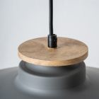 Lampa wisząca z szarego metalu i drewna z nylonowym kablem - Marlena Viadurini