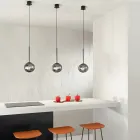 Lampa wisząca z malowanego metalu i dmuchanego szkła - Ailanto Viadurini