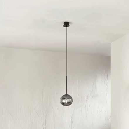 Lampa wisząca z malowanego metalu i dmuchanego szkła - Ailanto Viadurini