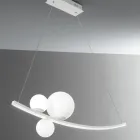 Lampa wisząca z malowanego metalu i dmuchanego szkła - kuropatwa Viadurini