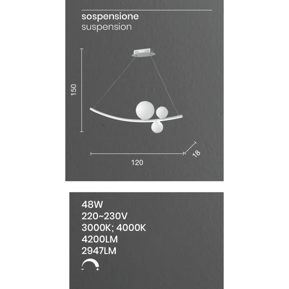 Lampa wisząca z malowanego metalu i dmuchanego szkła - kuropatwa Viadurini