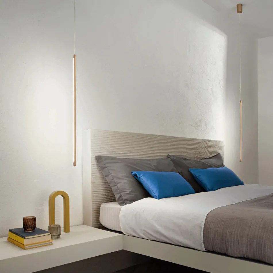 Lampa wisząca z metalu malowanego na złoto z regulowanymi przewodami - pomarańczowa Viadurini