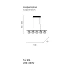 Lampa wisząca z pomalowanego na złoto metalu i dmuchanego szkła - Birga Viadurini