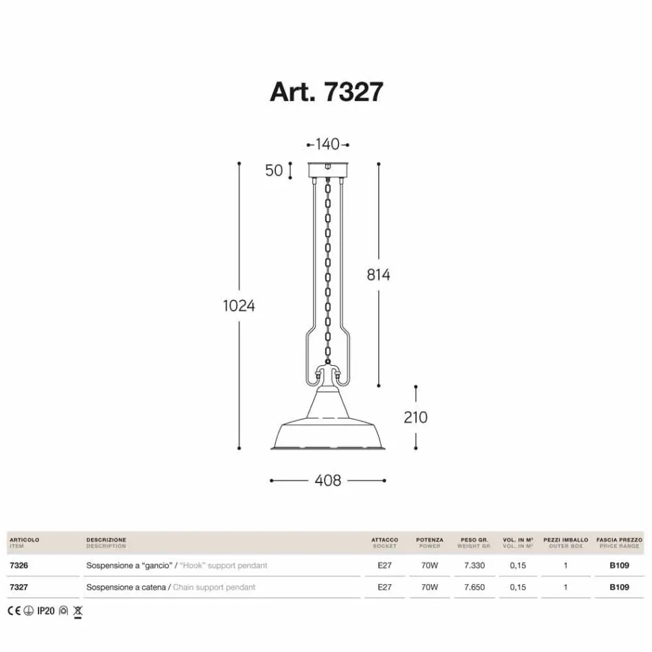 Lampa wisząca w zabytkowej hucie miedzi i mosiądzu Viadurini