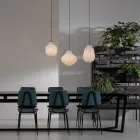 Lampa wisząca z białego szkła w filigranowym stylu Pointed - przyczepa kempingowa Viadurini