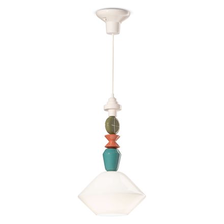 Lampa wisząca ze szkła i kolorowej ceramiki Made in Italy - Lariat Viadurini