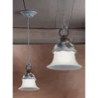 Lampa wisząca ze szkła, żelaza i ręcznie malowanej ceramiki - Ferrara Viadurini