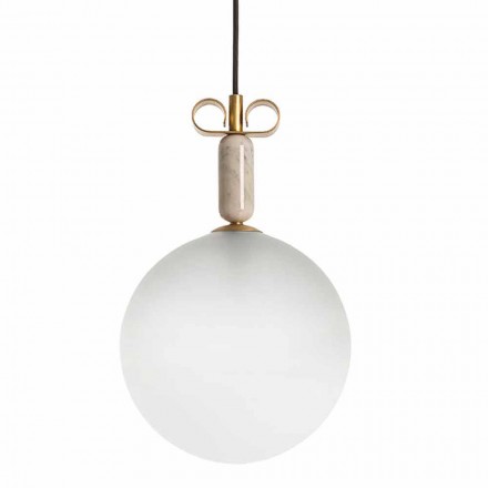 Lampa wisząca ze szkła, marmuru i mosiądzu 2 wykończenia - Bonton firmy Il Fanale Viadurini