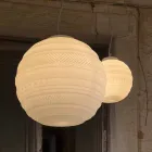 Lampa wisząca z białego satynowego szkła w 2 rozmiarach - Morse Viadurini