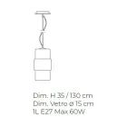 Lampa wisząca z ręcznie dmuchanego szkła w Wenecji 15 cm - Satomi Viadurini