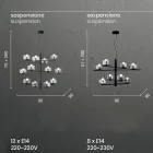 Lampa wisząca z dmuchanego szkła z metalową konstrukcją - anielska Viadurini