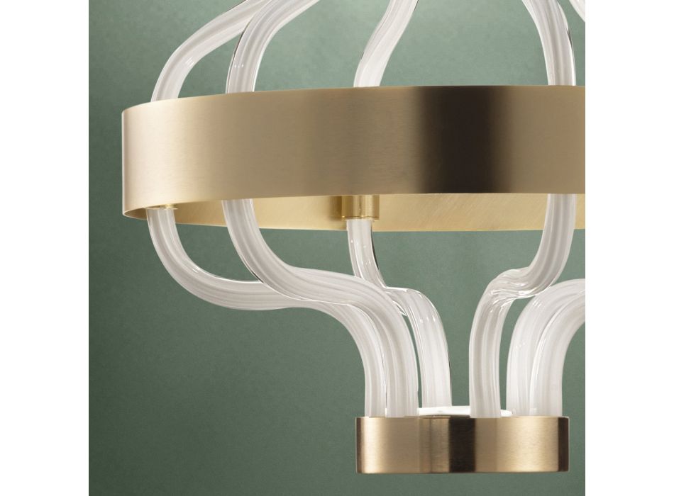 Lampa wisząca ze szkła weneckiego i metalu Made in Italy - Deborah Viadurini