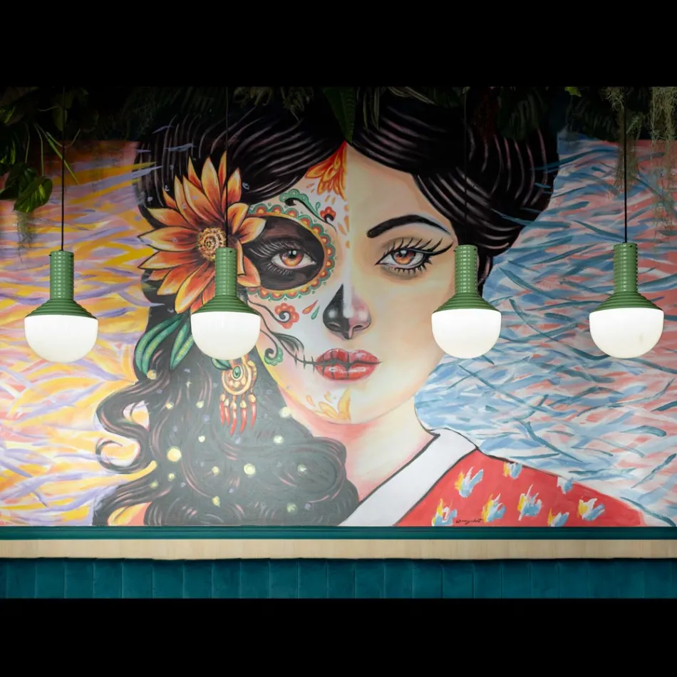 Lampa wisząca z malowanego szkła Made in Italy - Selaron Viadurini