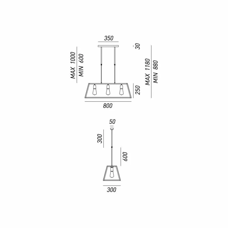 Przemysłowa lampa wisząca 3 London światła Il Fanale Viadurini