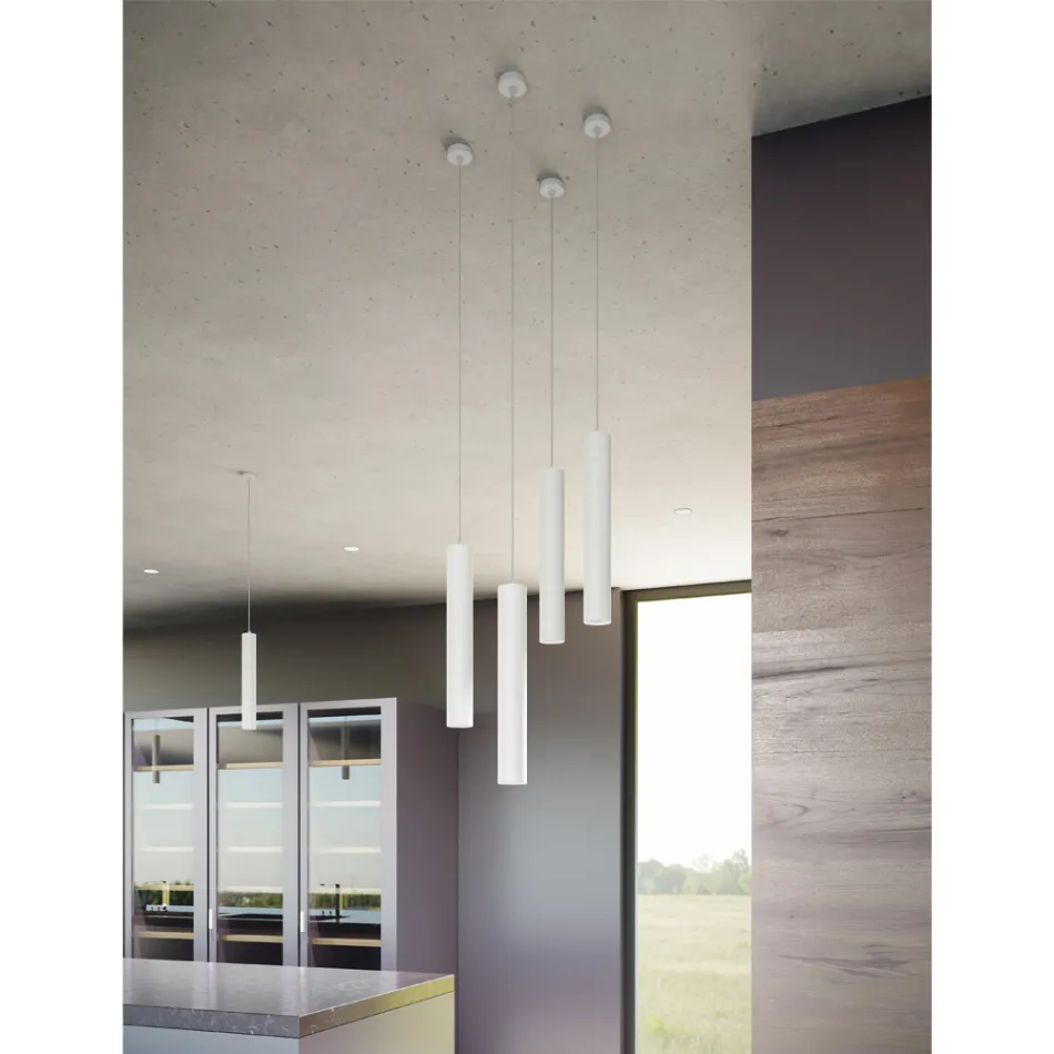 Lampa wisząca Led 7W z białego lub czarnego matowego aluminium - Rebolla Viadurini