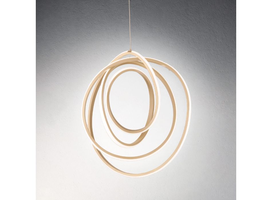 Duża lub mała lampa wisząca LED w złotym metalu - Point Viadurini