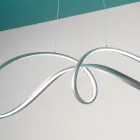 Lampa wisząca Led ze Srebrnego Metalu, 2 Rozmiary Nowoczesny Design - Lumino Viadurini