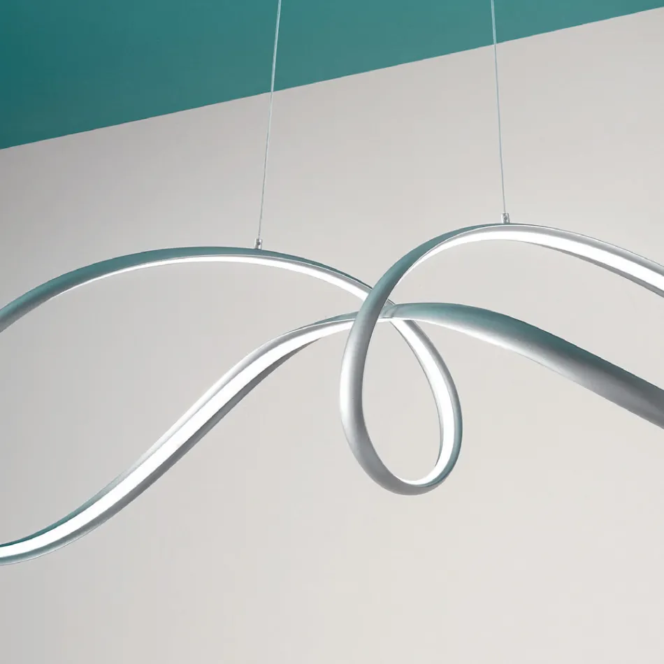 Lampa wisząca Led ze Srebrnego Metalu, 2 Rozmiary Nowoczesny Design - Lumino Viadurini