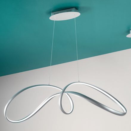 Lampa wisząca Led ze Srebrnego Metalu, 2 Rozmiary Nowoczesny Design - Lumino Viadurini