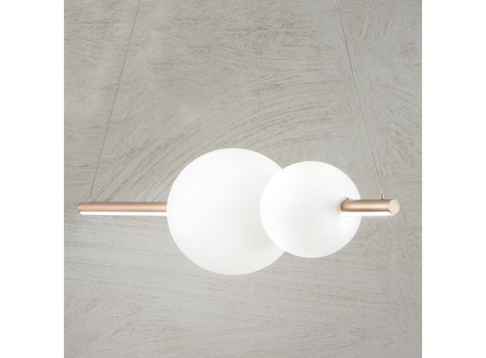 Lampa wisząca LED w kolorze białym, czarnym lub złotym metalu i szkle - Snidget Viadurini