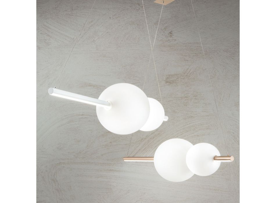 Lampa wisząca LED w kolorze białym, czarnym lub złotym metalu i szkle - Snidget Viadurini