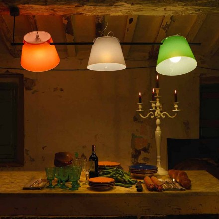 Nowoczesna lampa wisząca z 3 światłami ze stali, L.150xP.32cm, Gemma Viadurini