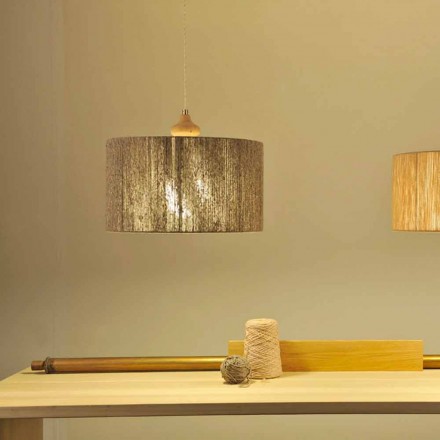 Nowoczesna lampa wisząca z drewnianym elementem Bois Viadurini