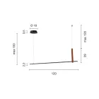 Pozioma lampa wisząca z detalami z metalu i ekoskóry - Cypress Viadurini