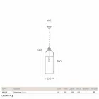 Kwadratowa lampa wisząca z 1 mosiądzu światła i szkła Aida Viadurini