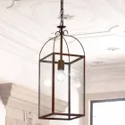 Kwadratowa lampa wisząca z 1 mosiądzu światła i szkła Aida Viadurini