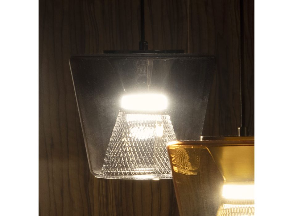 Lampa wisząca wykonana z metalu i szkła Made in Italy - Think Viadurini