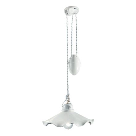 Lampa wisząca Ups and Down z falistej błyszczącej ceramiki - Belluno Viadurini